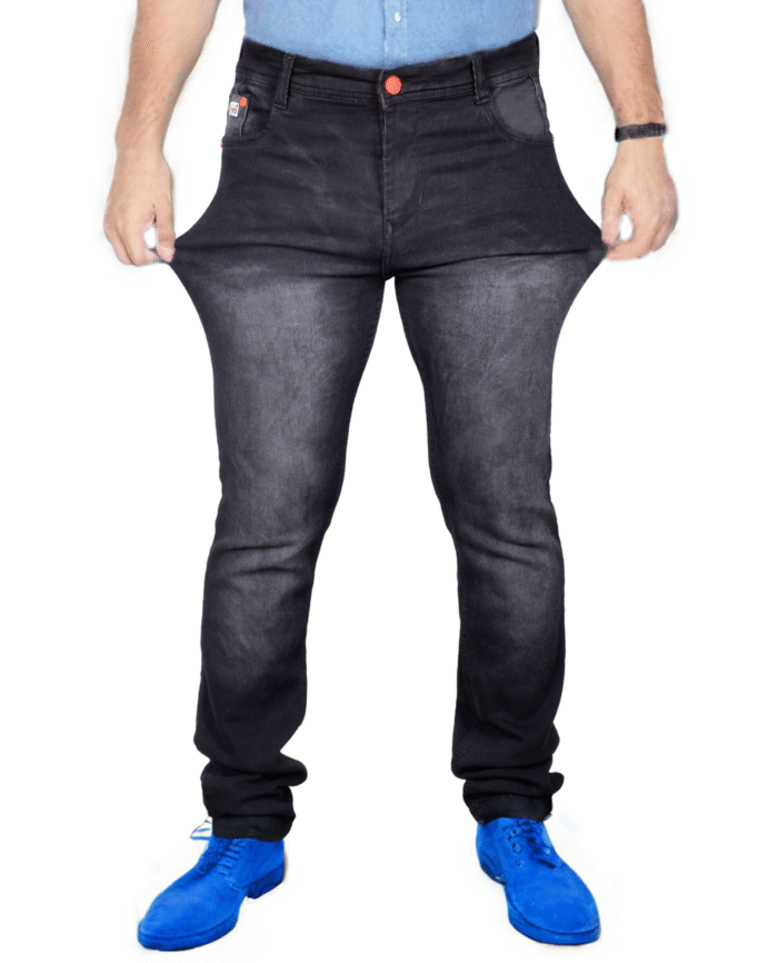 Men’s Slim Fit Black Jeans – Faded Comfort Stretch Denim - Image 2